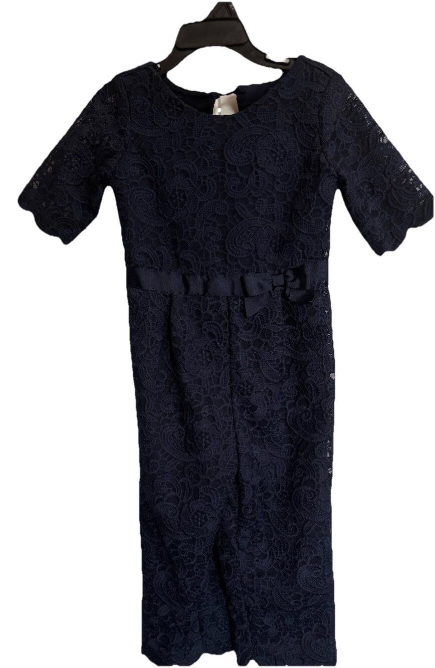 Janie And Jack Girls Sz 3 Navy Lace Romper Special Occasion Christmas Party